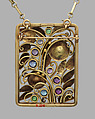 Pendant necklace, Nellie Avery Loring (American (Norwich, Connecticut 1884-1953 Norwich, Connecticut)), Gold, pearls, demantoid garnets, and othersemi-precious stones, American