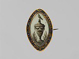 Memorial Brooch, Watercolor on ivory, enamel, gold, copper, and beveled crystal, American