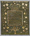 Embroidered Sampler, Priscilla T. Glover  American, Embroidered silk on linen/wool, American