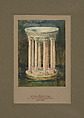 Design for a marble baptismal font, Madison Avenue Second Reformed Church, Albany, New York, Louis C. Tiffany  American, Transparent and opaque watercolor, pen and ink, and graphite on off-white wove paper (or artist board) in original warm grey window mat overmatted with an archival mat, American