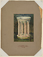 Design for a marble baptismal font, Madison Avenue Second Reformed Church, Albany, New York, Louis C. Tiffany (American, New York 1848–1933 New York), Transparent and opaque watercolor, pen and ink, and graphite on off-white wove paper (or artist board) in original warm grey window mat overmatted with an archival mat, American