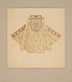 Vestment for Rev. E. McCurdy, St. Augustine's Church, Brooklyn, NY, Louis C. Tiffany (American, New York 1848–1933 New York), Transparent watercolor, metallic ink, and graphite on paper-faced artist's board, American