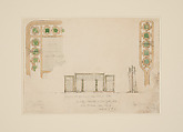 Design for fireplace objects, Louis C. Tiffany (American, New York 1848–1933 New York), Watercolor and graphite on off-white wove paper, American