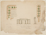 Design for fireplace objects, Louis C. Tiffany (American, New York 1848–1933 New York), Watercolor and graphite on off-white wove paper, American
