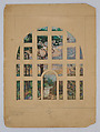 Design for a landscape window, Rene de Quélin (French, 1854–1932), Watercolor, gouache and graphite on board in orginal mat