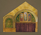 Design for chancel with Noli Me Tangere window, First Presbyterian Church, Lake Forest, Illinois, Louis C. Tiffany (American, New York 1848–1933 New York), Transparent and opaque watercolor, photograph, collage, pen and colored inks, graphite, American