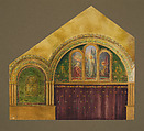 Design for chancel with Noli Me Tangere window, First Presbyterian Church, Lake Forest, Illinois, Louis C. Tiffany (American, New York 1848–1933 New York), Transparent and opaque watercolor, photograph, collage, pen and colored inks, graphite, American