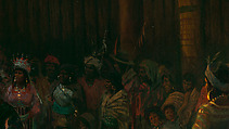 Dance in a Subterranean Roundhouse at Clear Lake, California, Jules Tavernier (American (born France), Paris 1844–1889 Honolulu, Hawaii), Oil on canvas, American