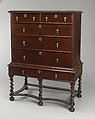 High chest of drawers, Sweet gum, yellow poplar, yellow pine, white oak, American or British