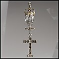 Pendant of a rosary, Silver gilt, rock crystal, Mexican