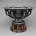 Viking Punch Bowl, Tiffany & Co. (1837–present), Iron, silver, gold, and streaked ebony, American