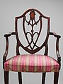 Armchair, Mahogany, satinwood inlay, ash, American