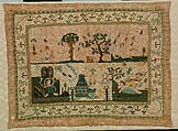 Sampler, Sarah E. Lawrence American, Silk embroidery on linen, American