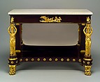 Pier table, Charles-Honoré Lannuier (France 1779–1819 New York), Rosewood veneer, gilded
gesso, brass, white metal, marble, glass with
mahogany, ash, white pine, yellow poplar, American