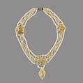 Necklace, Seed pearls, mother-of-pearl, horsehair, silk and yellow gold