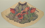 Study for Poppy Shade, Louis C. Tiffany (American, New York 1848–1933 New York), Watercolor, graphite, black ink on paper, American