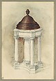 Design for Baptismal font, Louis C. Tiffany  American, Watercolor, pen and ink, and graphite on off-white wove paper or artist board in original warm grey window mat, American