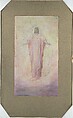 Design for a mosaic panel, Ascension, Second Presbyterian Church, Amsterdam, New York, Louis C. Tiffany (American, New York 1848–1933 New York), Gouache and graphite on artist board in original window matt with gold metallic finish., American