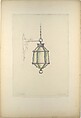 Design for hanging light fixture, Louis C. Tiffany American, Colored pencil, gouache, graphite, and blue green ink stamp on off-white tracing paper on paper board, American
