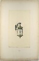 Design for hanging wall-mounted lantern, Louis C. Tiffany American, Graphite, colored pencil, and gouache drawing on tracing paper on board, American