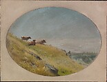 Landscape with Cows, Aaron Draper Shattuck American, Oil on board, American