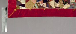 Quilt, Crazy pattern, Elizabeth Hickok Keeler (1847–1926), Silk, silk velvet, silk thread, metallic beads, and ink, American