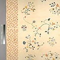Embroidered quilt, Mildred, Linen embroidered with wool, cotton border, American