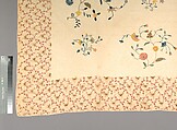 Embroidered quilt, Mildred, Linen embroidered with wool, cotton border, American