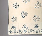 Embroidered coverlet, Linen embroidered with linen thread, American