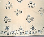Embroidered coverlet, Linen embroidered with linen thread, American