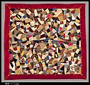Quilt, Crazy pattern, Elizabeth Hickok Keeler (1847–1926), Silk, silk velvet, silk thread, metallic beads, and ink, American