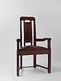 Armchair, Greene and Greene (1894–1916), Honduras mahogany, ebony, fruitwood, silver, copper, and mother-of-pearl, American