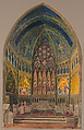 Design for chancel of Christ Church, Bedford Avenue, Brooklyn, New York, Jacob Holzer American, born Switzerland, Watercolor, gum Arabic, gouache and graphite on tissue or tracing paper mounted on board, American