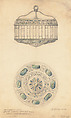 Suggestion for Dome Light, Louis C. Tiffany American, Colored pencil, and graphite on ivory-colored tracing paper mounted on wove paper, perhaps a facing paper from a lightweight board; Japanese tissue, American