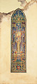 Design for a window, Mr. J.C. Meredith, St. Paul's Cathedral, London, Ontario, Canada, Louis C. Tiffany (American, New York 1848–1933 New York), Watercolor, pen and dark orange and black inks, and graphite on off-white wove paper with original matt, American