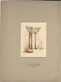 Design for pedestal, Louis C. Tiffany (American, New York 1848–1933 New York), Pen and brown ink, and graphite on artist board with original warm grey window matt, American