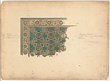 Design for a corner of a rug for the Curtis Publishing Co., Louis C. Tiffany (American, New York 1848–1933 New York), Watercolor, pen and ink, and graphite on artist board, American