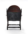 Campeche Chair, Mahogany and mahogany veneer, light and dark wood inlay, and leather, American