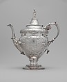 Teapot, Wood and Hughes (1845–99), Silver, American