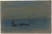 Boats at Night, Arthur B. Davies (American, Utica, New York 1862–1928 Florence), Pastel on brown wove paper, American