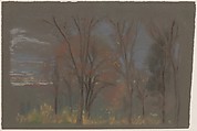 Autumn Woods, Arthur B. Davies (American, Utica, New York 1862–1928 Florence), Pastel on dark brown wove paper, American