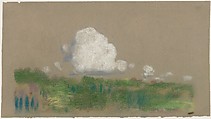 Landscape with Clouds, Arthur B. Davies (American, Utica, New York 1862–1928 Florence), Pastel and black chalk on green-gray wove paper, American
