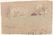 The Red Barn, Arthur B. Davies (American, Utica, New York 1862–1928 Florence), Pastel, black chalk, and graphite on dark pink paper, American