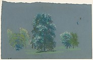 Tree Study, Arthur B. Davies (American, Utica, New York 1862–1928 Florence), Pastel and graphite on blue wove paper, American