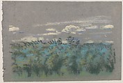 Blue Thicket, Arthur B. Davies (American, Utica, New York 1862–1928 Florence), Pastel on gray paper, American