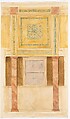 Design for wall and ceiling elevation, Louis C. Tiffany (American, New York 1848–1933 New York), Watercolor, brown ink, and graphite on paper, American