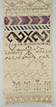 Sampler, Silk on cotton, Mexican