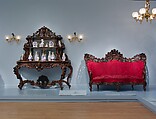 Sofa, John Henry Belter (American, born Germany 1804-1863 New York), Rosewood, Rosewood veneer; chestnut, pine (secondary woods); modern upholstery with some original underupholstery, American