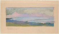 The Island of Moorea Looking across the Strait from Tahiti, January 1891, John La Farge (American, New York 1835–1910 Providence, Rhode Island), Watercolor, gouache and graphite on heavy tan wove paper, American