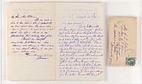 Letters of Mr. and Mrs. Thomas Moran, Thomas Moran (American (born England), Bolton, Lancashire 1837–1926 Santa Barbara, California), Lined wove paper, American